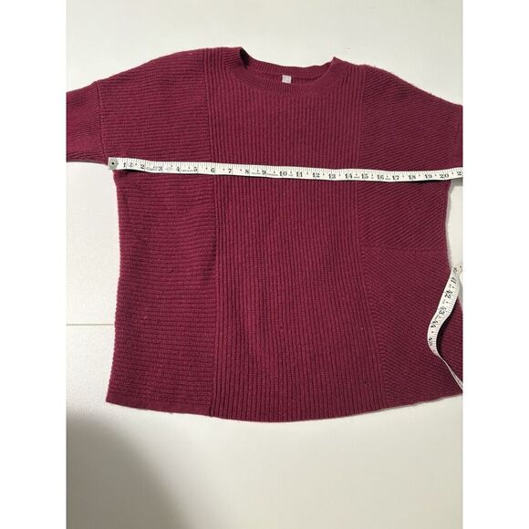 Athleta Burgundy Ribbed Knit Sweater Long Sleeve Pullover - Picture 3 of 4